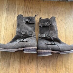 Italian Felmini Distressed Brown Leather Moto Boots EU 37